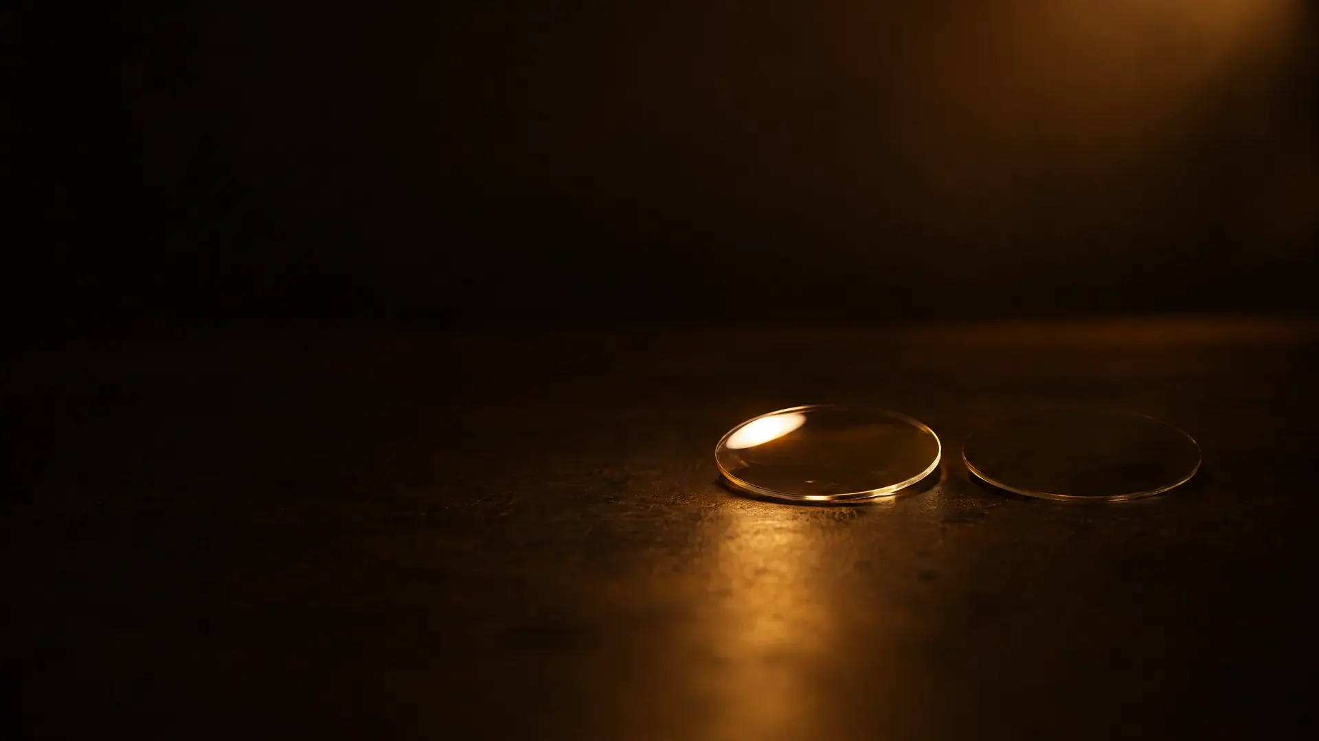 Two lenses under the same lamp: one throws a bright reflection, the other is almost invisible.