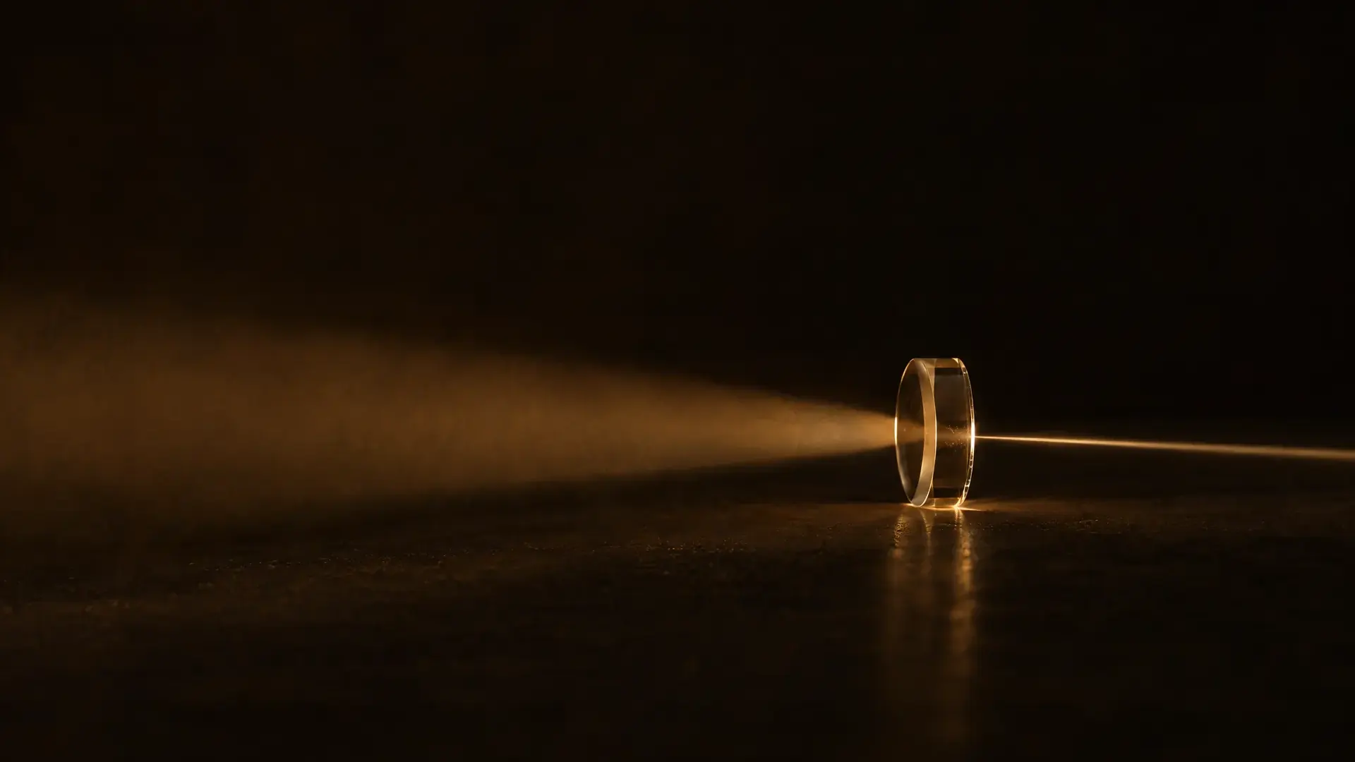 A cylindrical lens focusing a beam of light into a thin bright line instead of a point.
