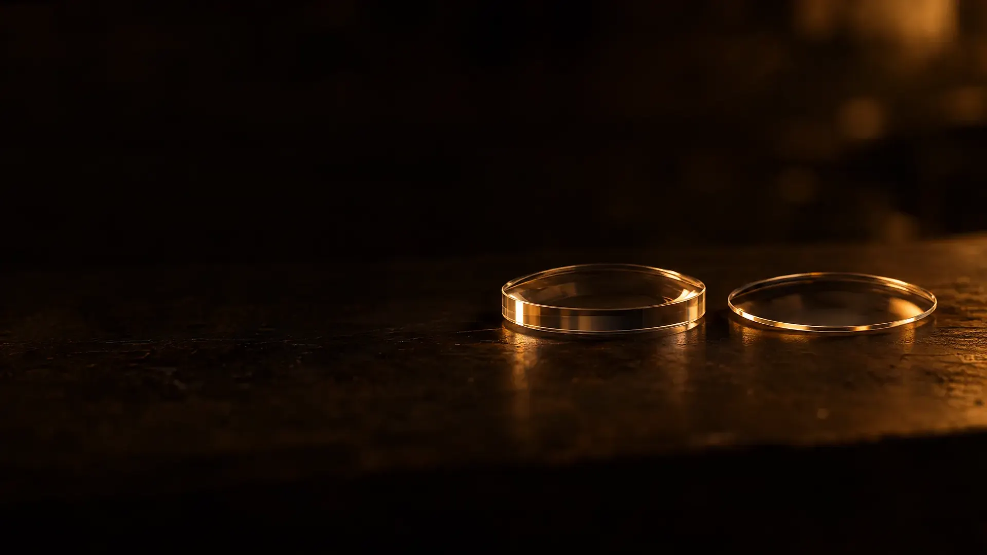 Two lenses of the same shape side by side, one with a thick edge and one with a thin edge.