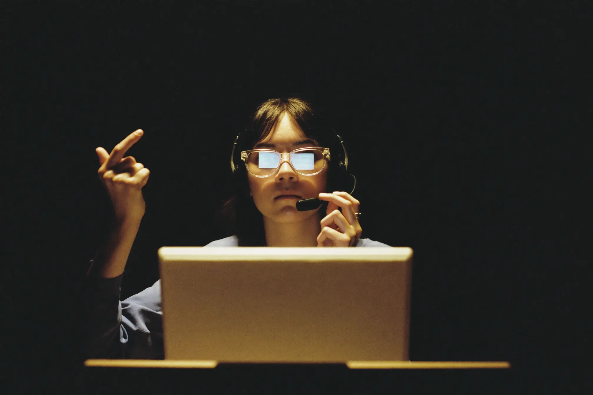 A call center agent at their work.